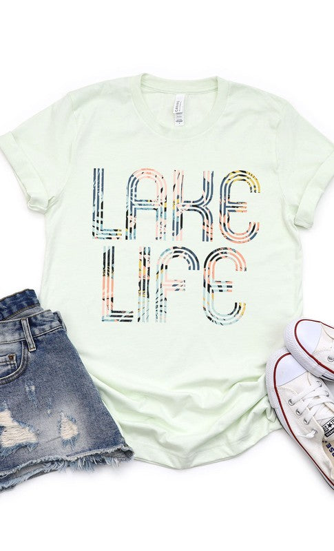 Floral Lake Life Graphic Tee PLUS - Aaria Tees