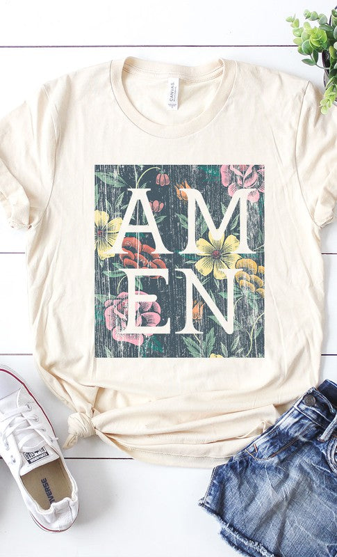 Floral Amen Graphic Tee - Aaria Tees
