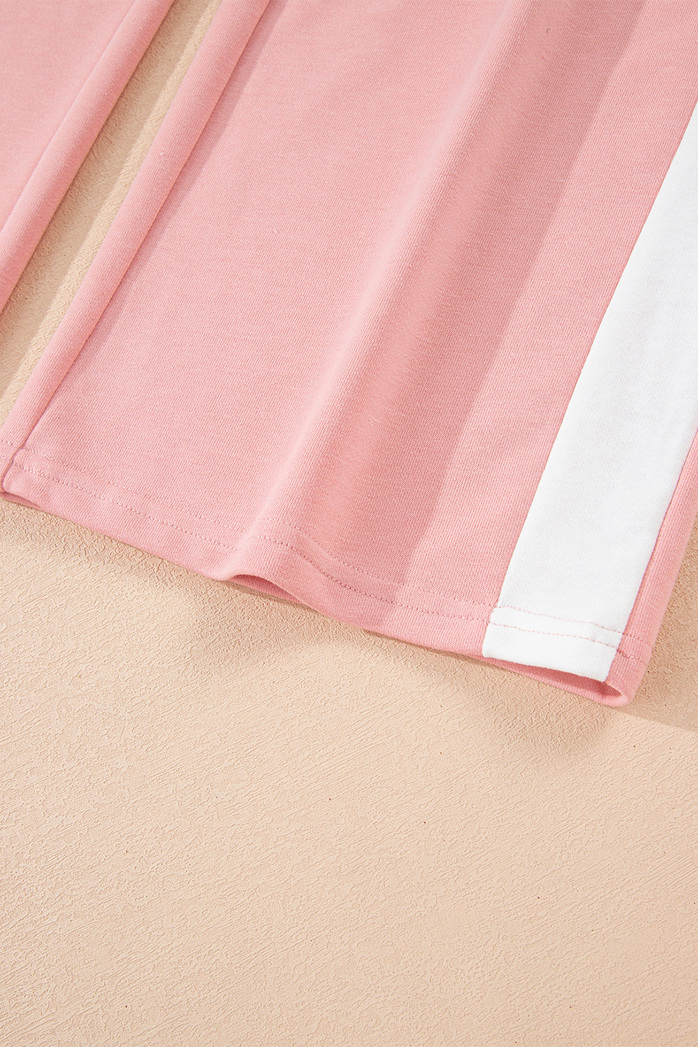 Light Pink 2pcs Color Block Pullover Loose Pant Set