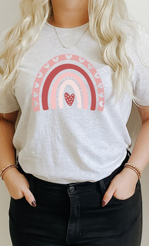 Valentines Day Heart Rainbow Graphic Tee - Aaria Tees