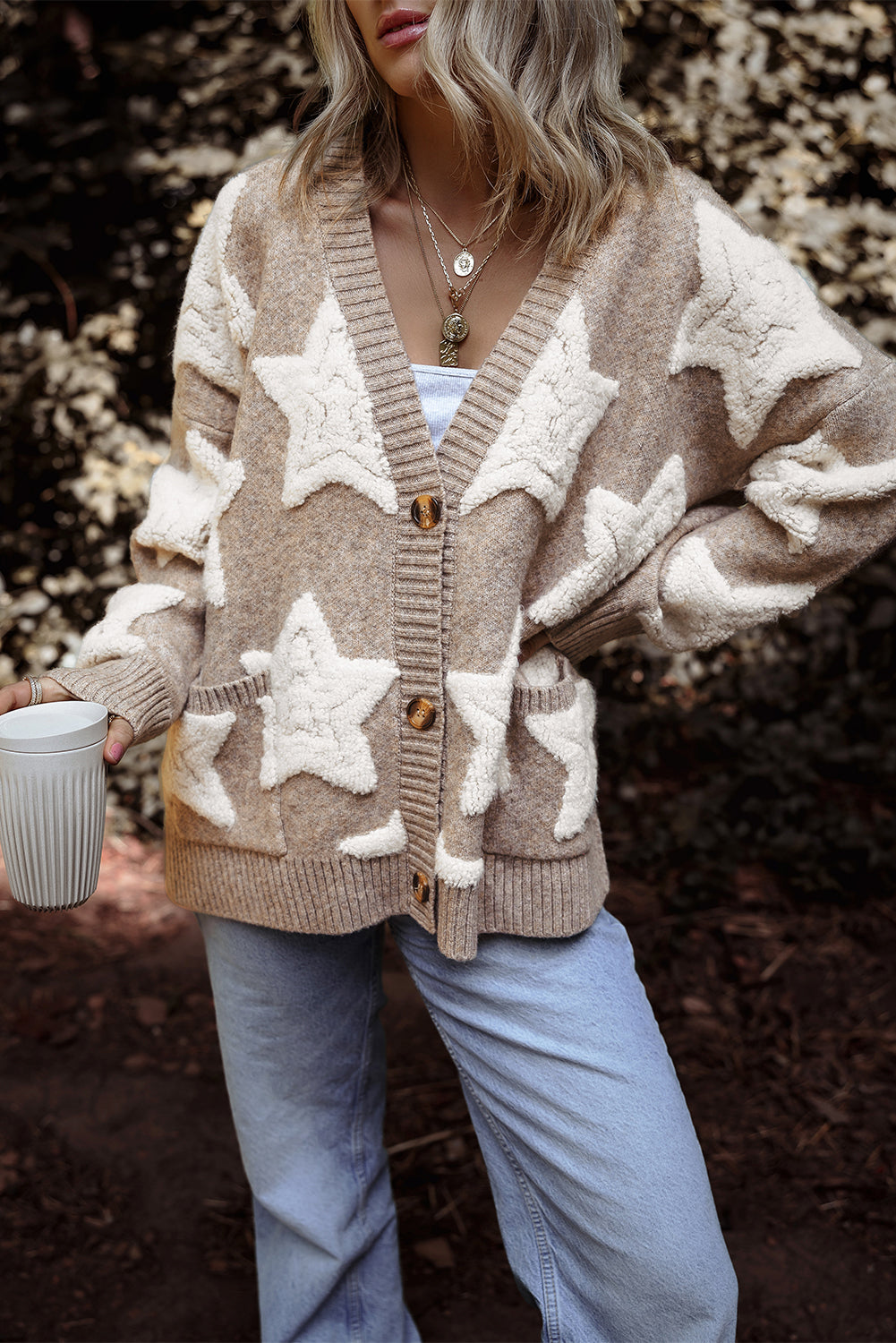 Clare Sherpa Star Cardigan - Aaria Tees