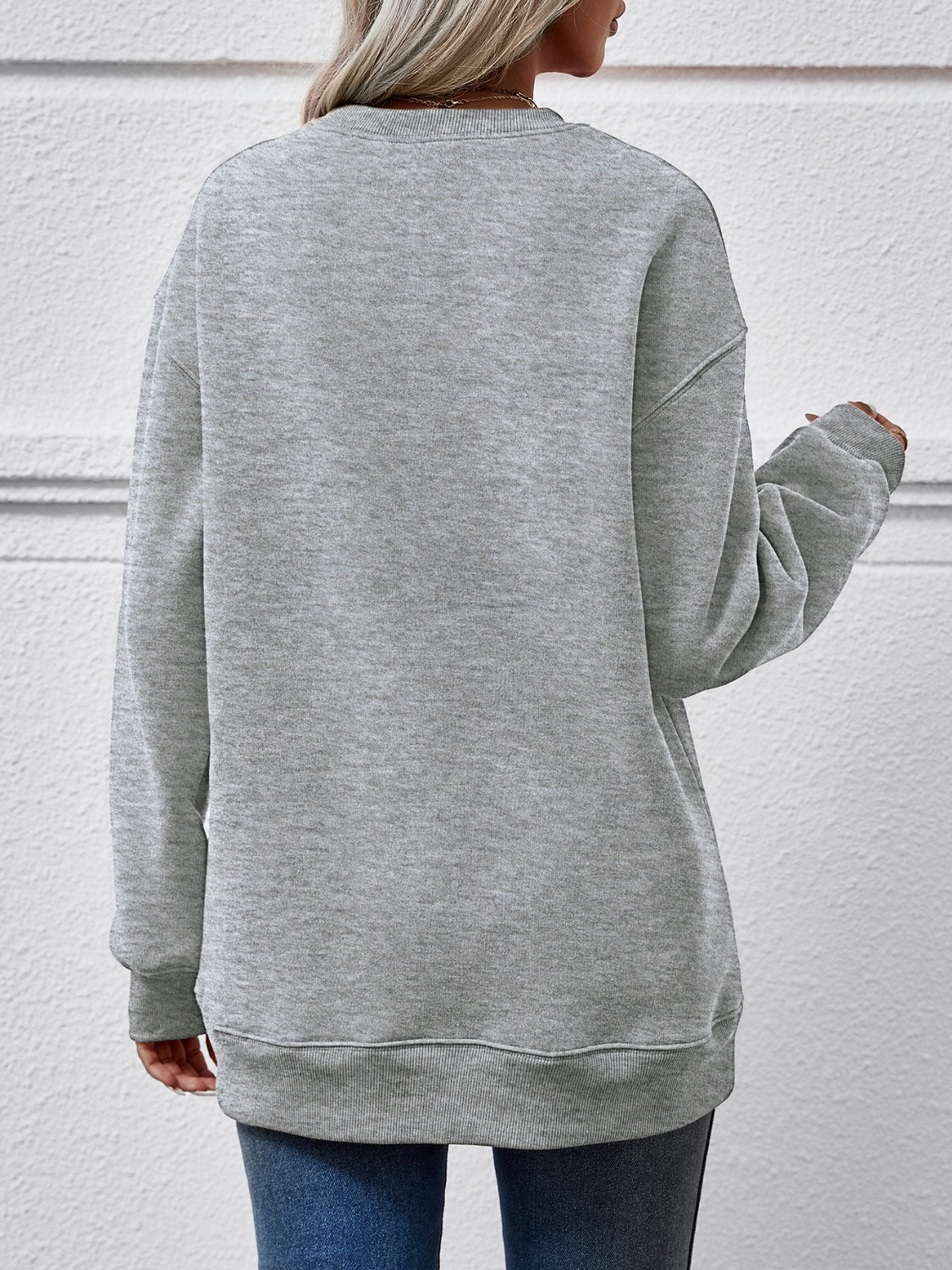Round Neck Graphic Long Sleeve Sweatshirt - Aaria Tees Aaria Tees