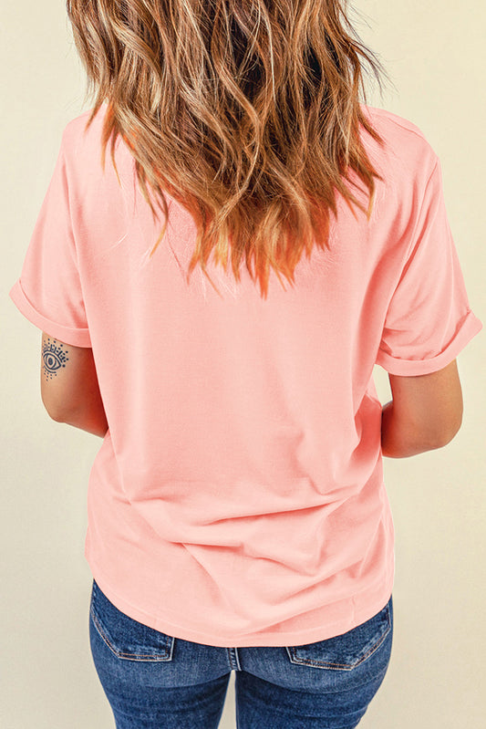 Pink He is Risen Easter Bunny Leopard Cross Graphic Tee Aaria Tees