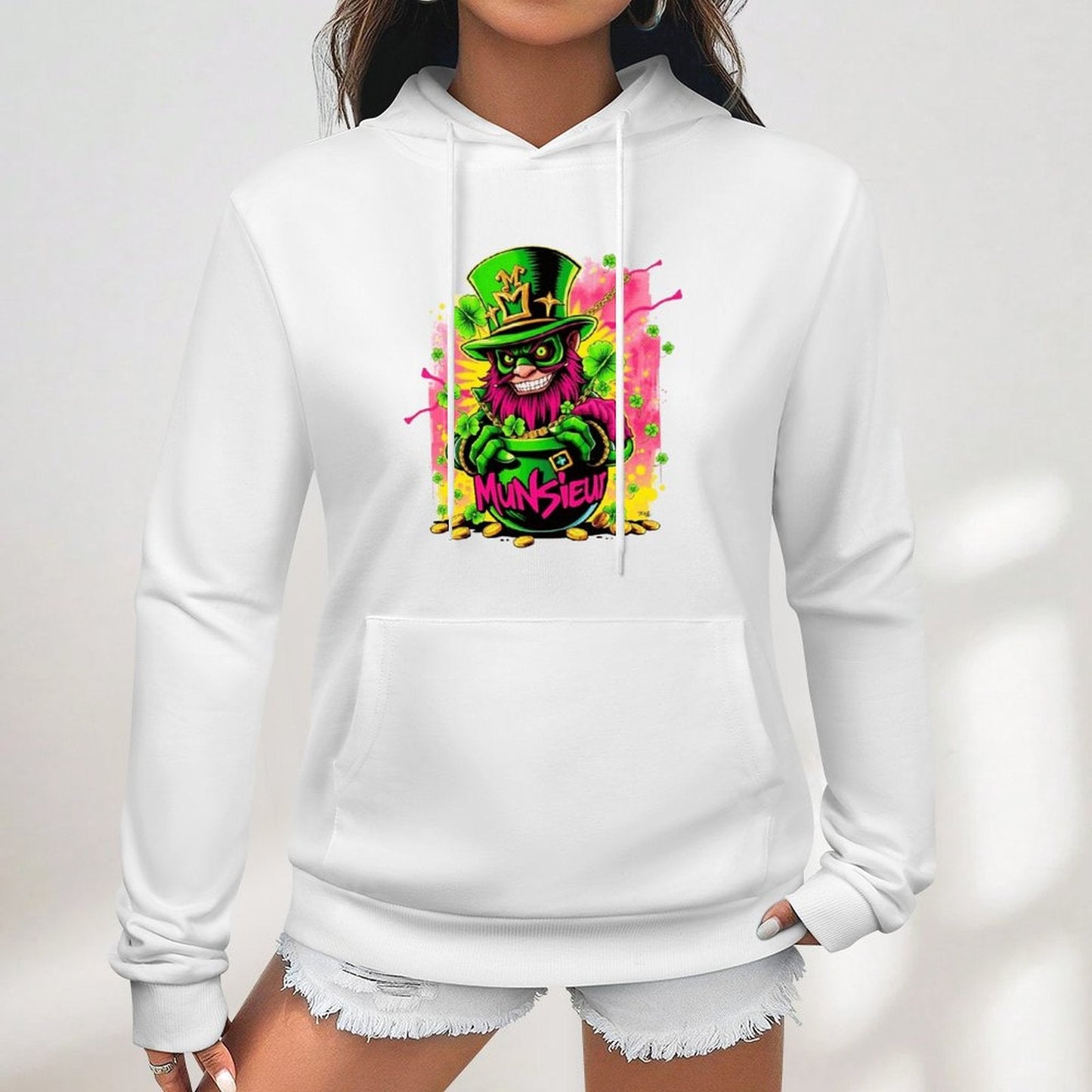 St. Patrick's Day Collection Cotton Munsieur Women's Irish Luck Sweater with Pocket
