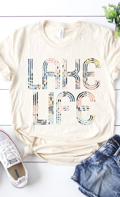 Floral Lake Life Graphic Tee PLUS - Aaria Tees