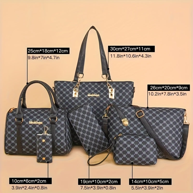 Commuting Style Chic Retro 6pc Woman's Bag Set