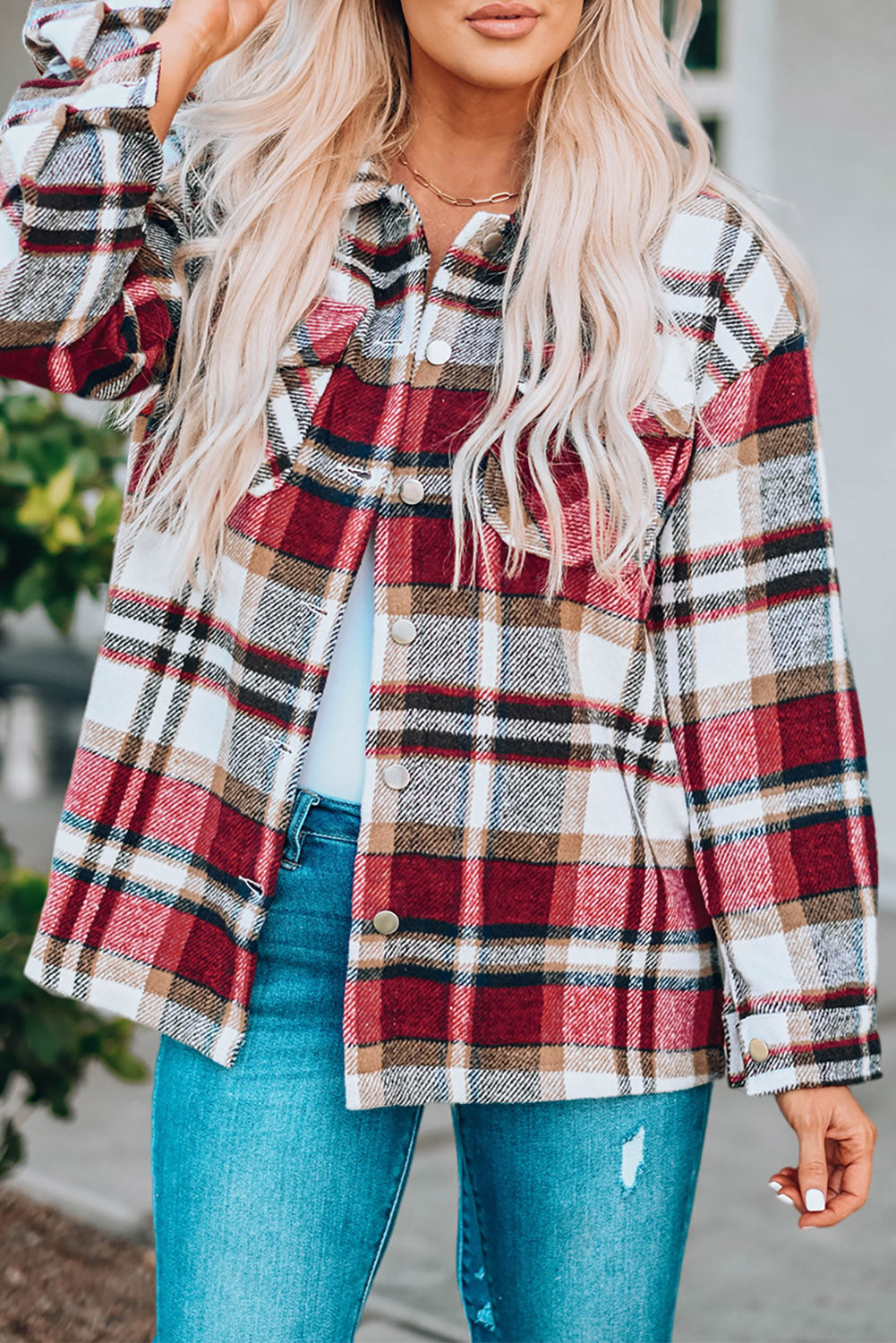 Keily Plaid Pocketed Shacket - Aaria Tees
