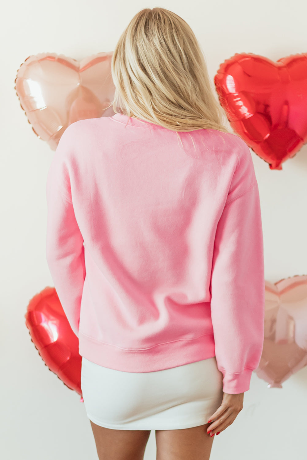 Pink LOVER Puff Print Drop Shoulder Pullover Sweatshirt - Aaria Tees Aaria Tees