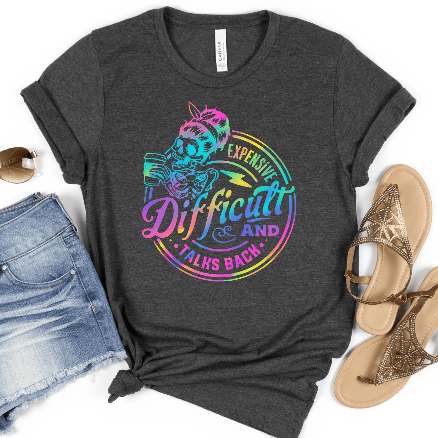 Rainbow Expensive, Difficult, & Talks Back Graphic Tee