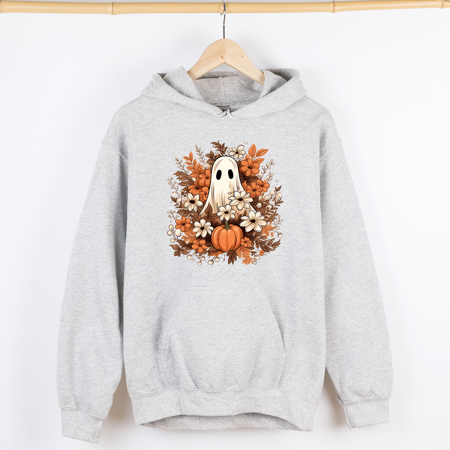 Floral Ghost, Trending, Vintage, Halloween, Witch, Spooky, Graphic Hoodie, Hooded Sweatshirt
