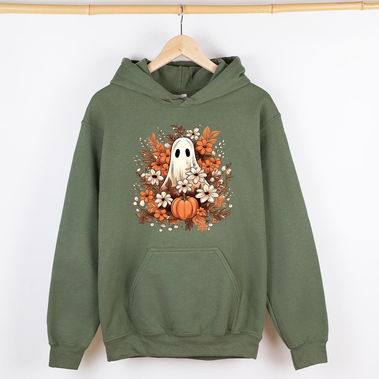 Floral Ghost, Trending, Vintage, Halloween, Witch, Spooky, Graphic Hoodie, Hooded Sweatshirt