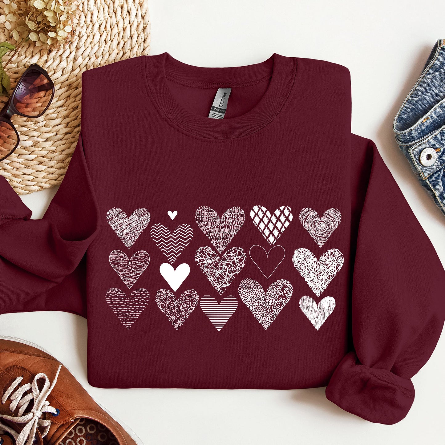 Heart Doodles, Sweatshirt, Valentine's Day