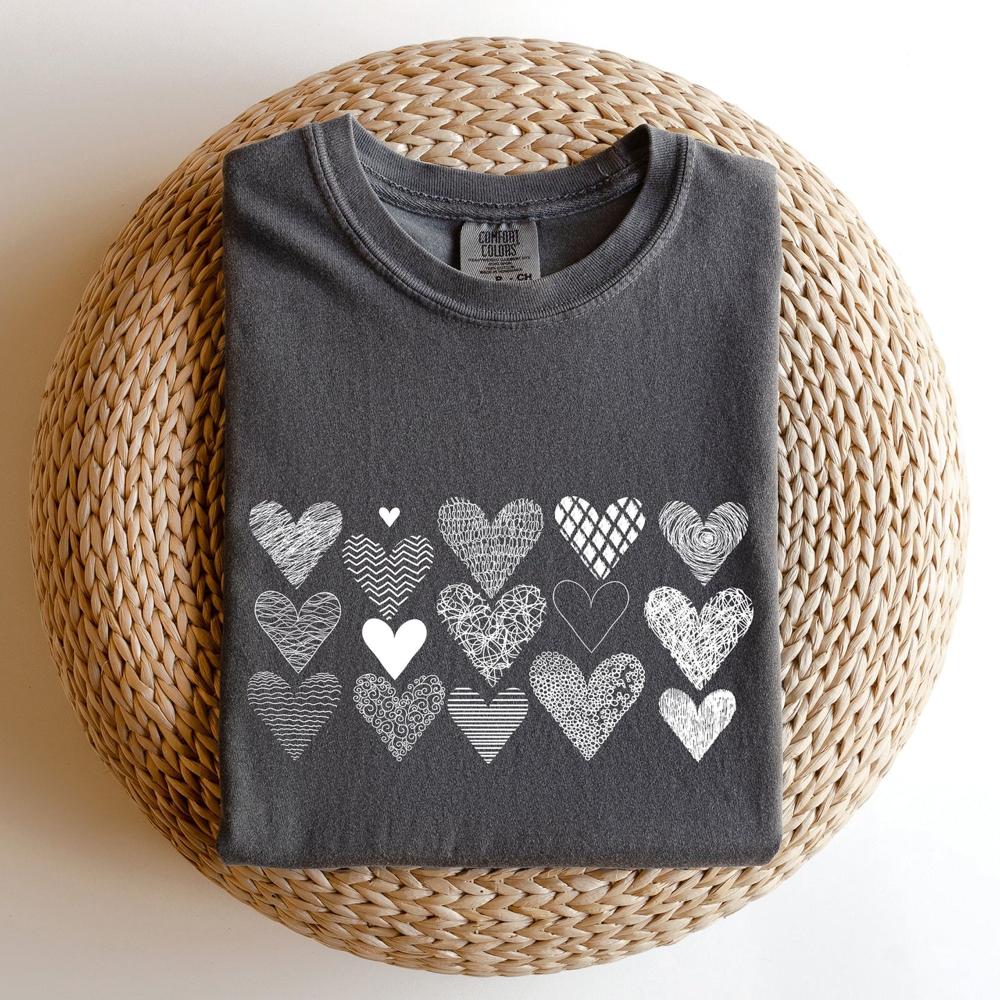 Heart Doodles, Comfort Colors Tshirt, Valentine's Day