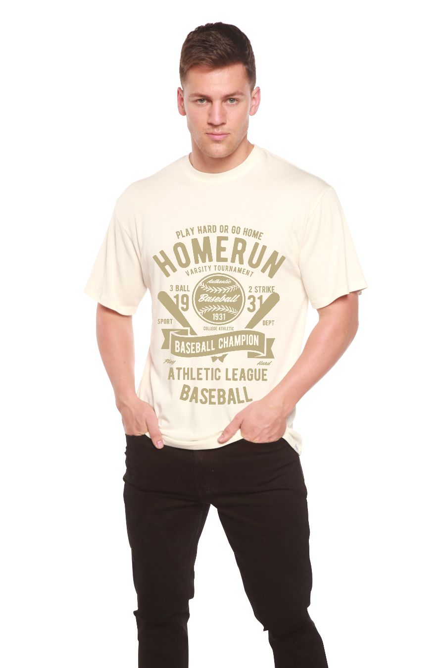 Homerun Baseball Men's Bamboo Viscose/Organic Cotton Short Sleeve Graphic T-Shirt