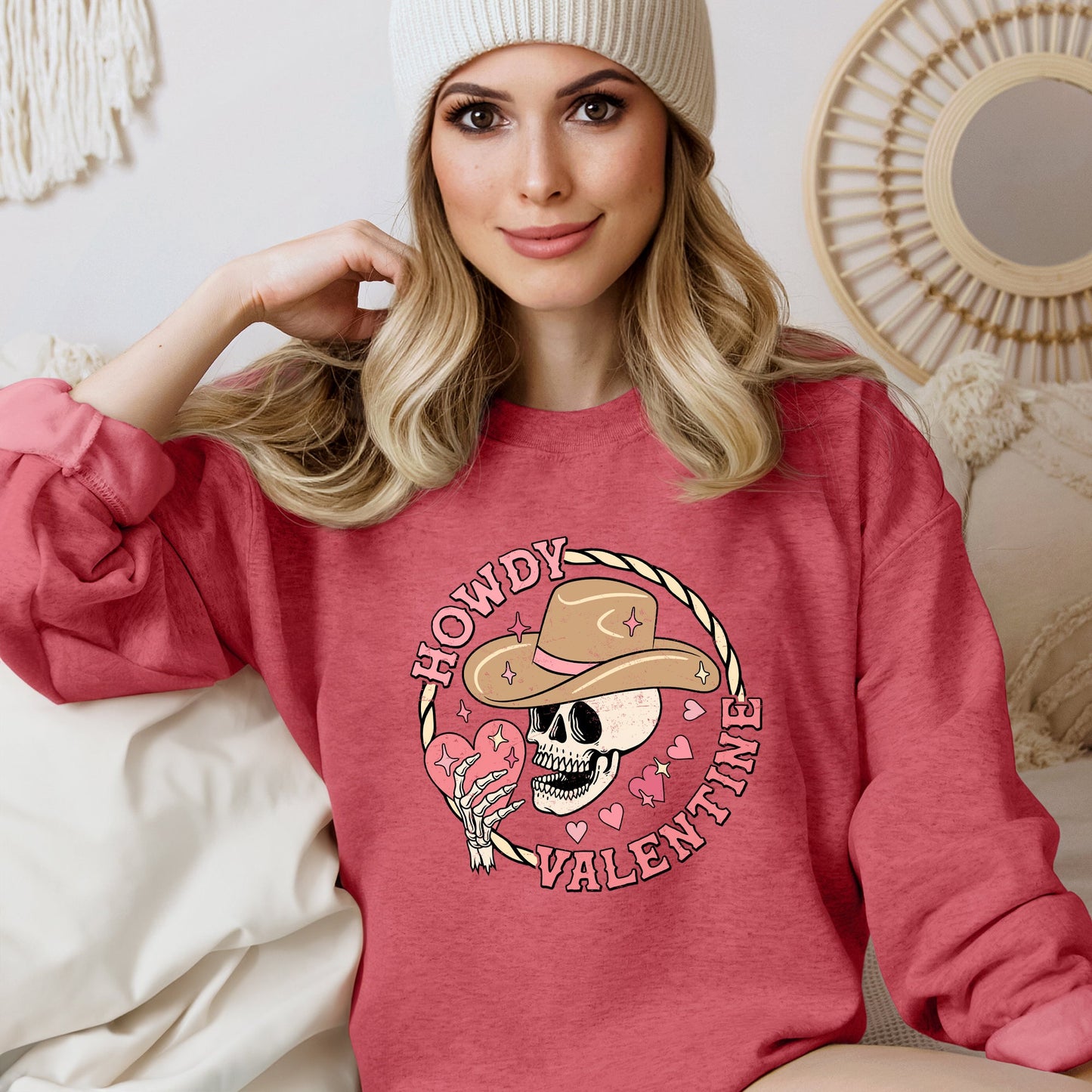 Howdy Valentine, Skeleton Cowboy, Western, Country, Sweatshirt, Valentine's Day