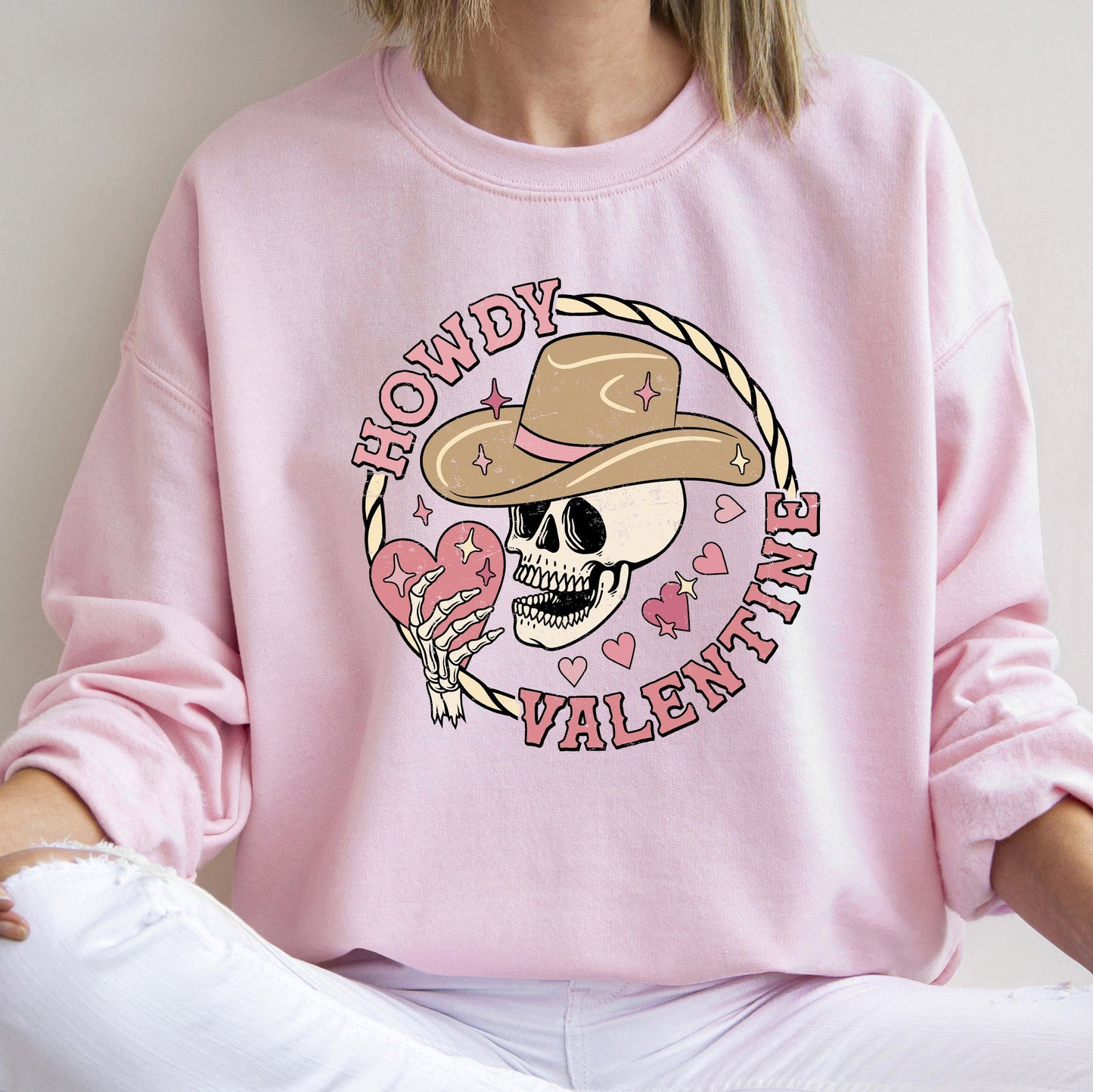 Howdy Valentine, Skeleton Cowboy, Western, Country, Sweatshirt, Valentine's Day
