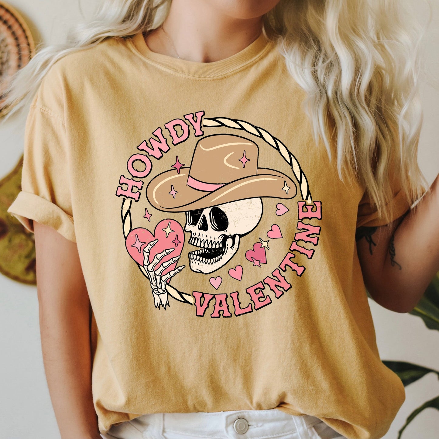 Howdy Valentine, Skeleton Cowboy, Western, Country, Comfort Colors Tshirt, Valentine's Day