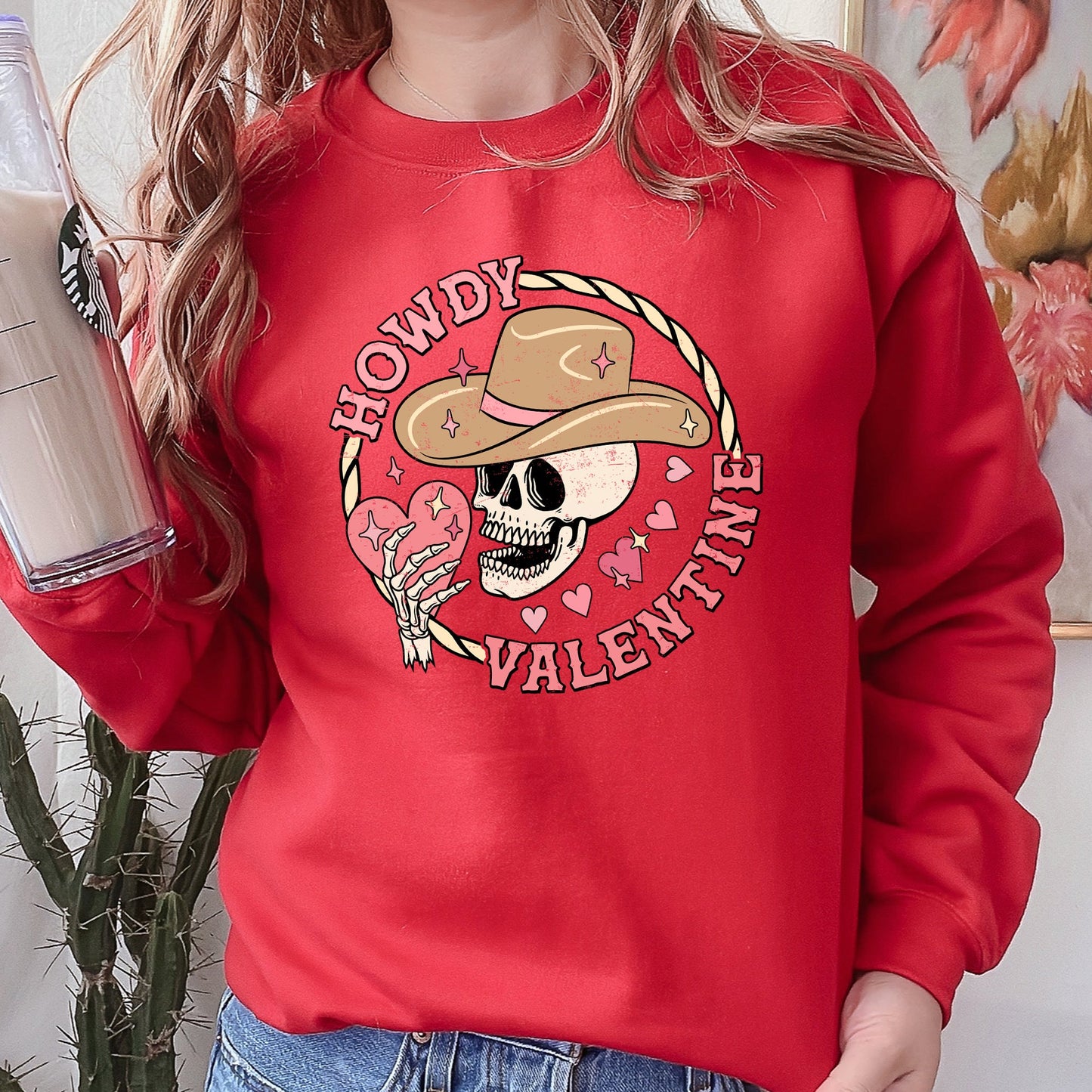 Howdy Valentine, Skeleton Cowboy, Western, Country, Sweatshirt, Valentine's Day