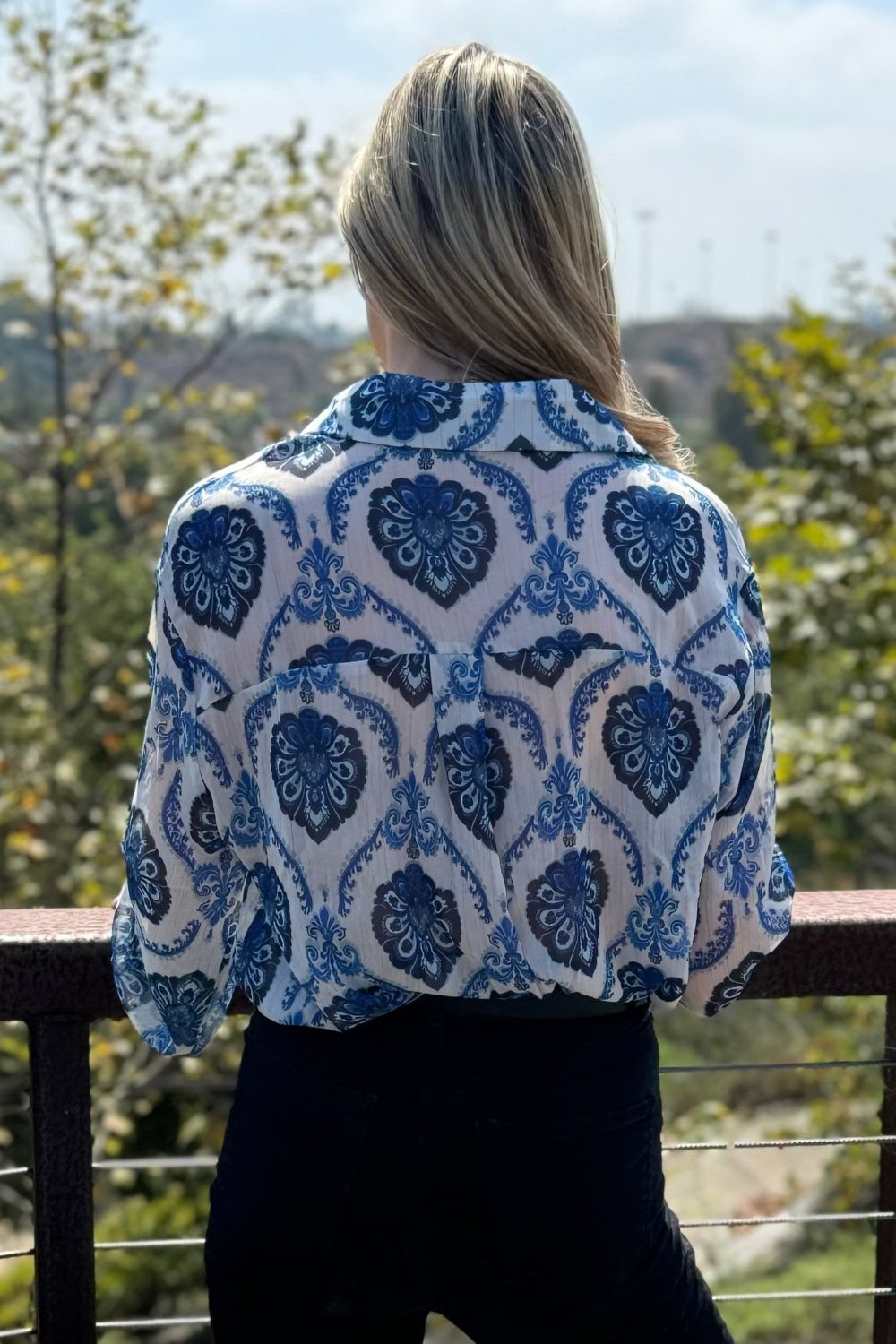 Mila Pattern Button Top - Aaria Tees