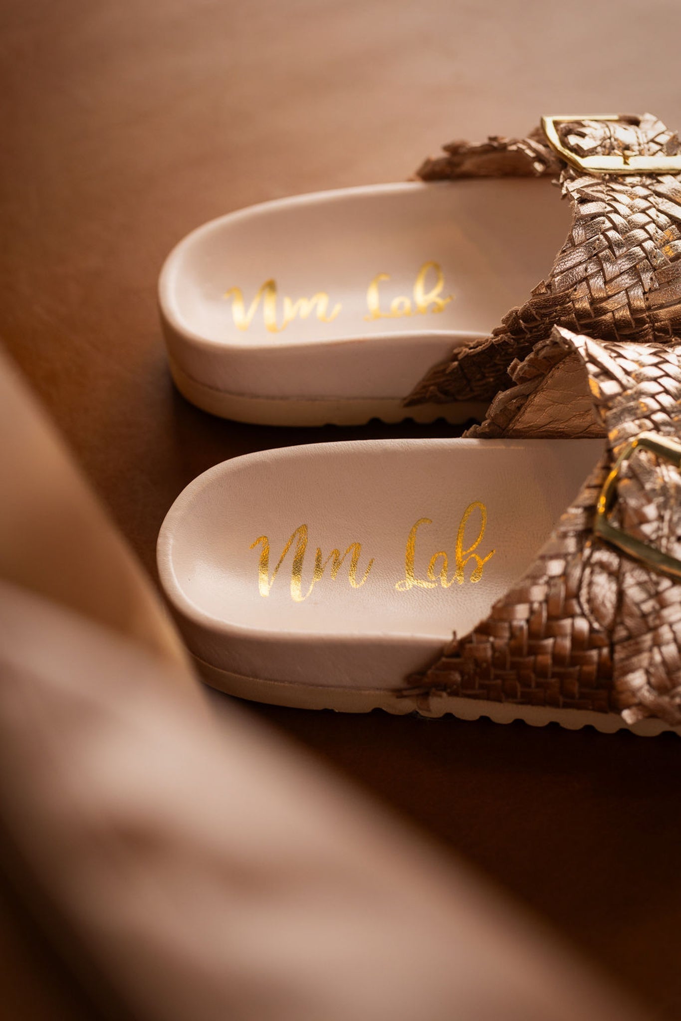 Intertwine Dual Woven Strap Slide in Champagne (Online Exclusive)