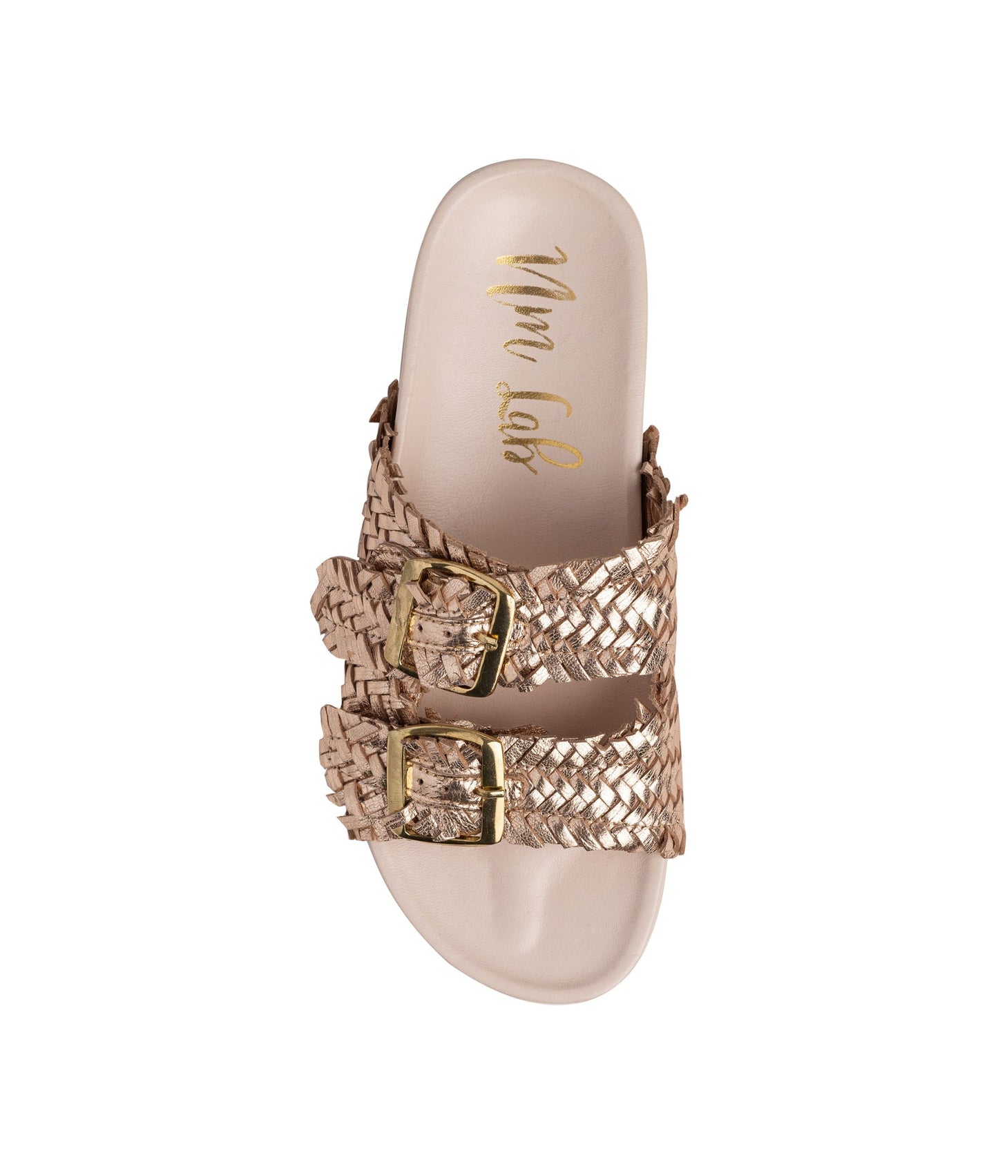 Intertwine Dual Woven Strap Slide in Champagne (Online Exclusive)