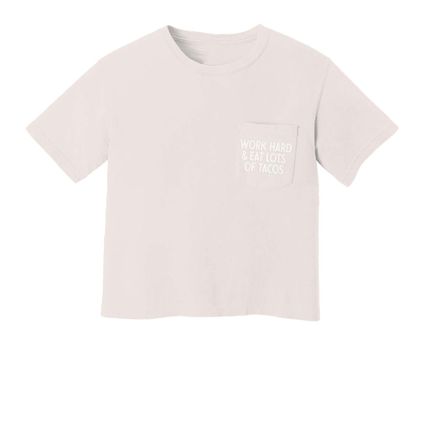 Work Hard & Eat Lots of Tacos Crop Pocket Tee