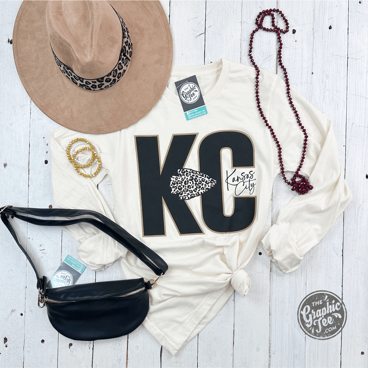 KC Leopard Natural Heather Long Sleeve Tee