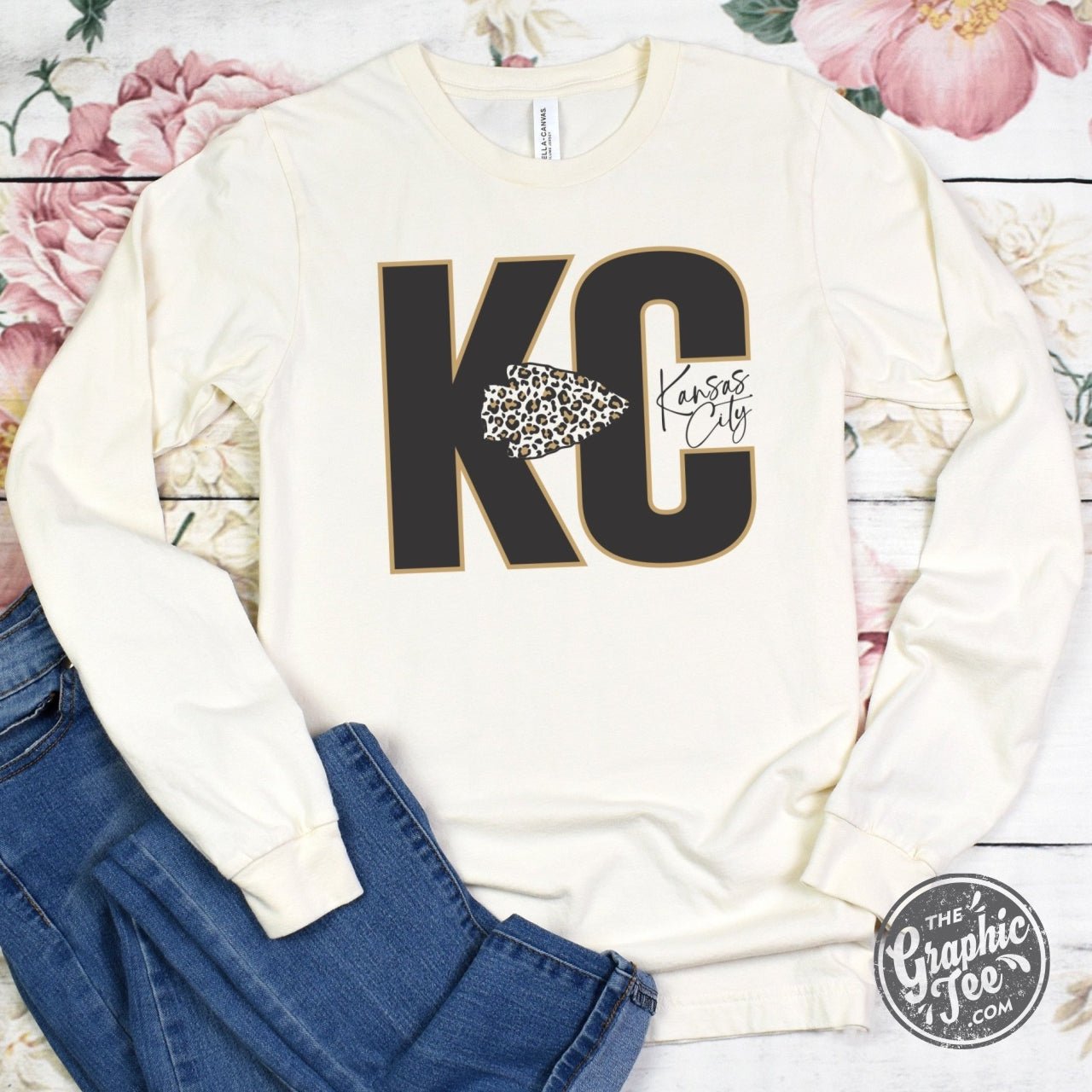 KC Leopard Natural Heather Long Sleeve Tee