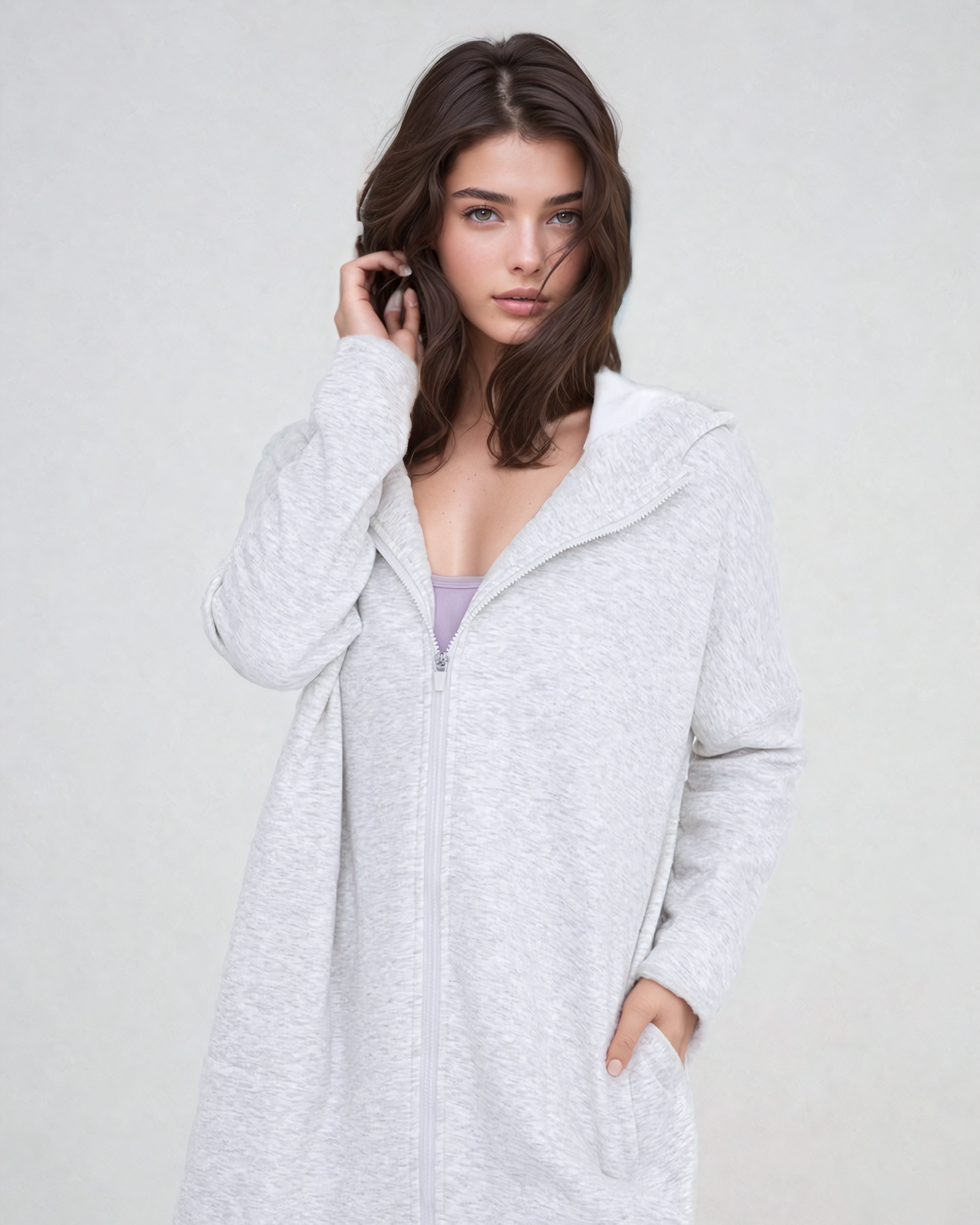 Cozy Comfort Zip Up Hoodie Jacket Gray