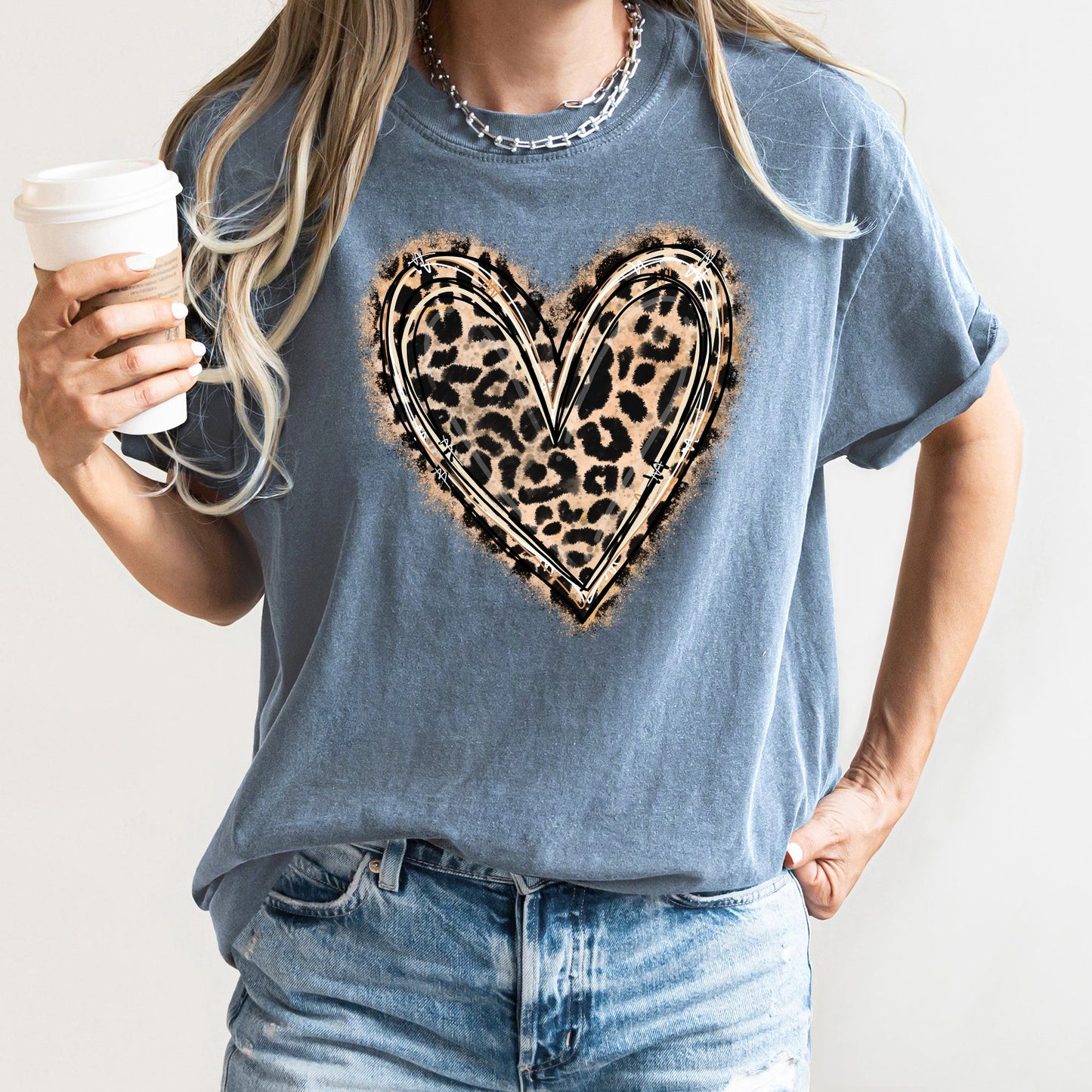 Leopard Print Heart, Comfort Colors Tshirt, Valentine's Day