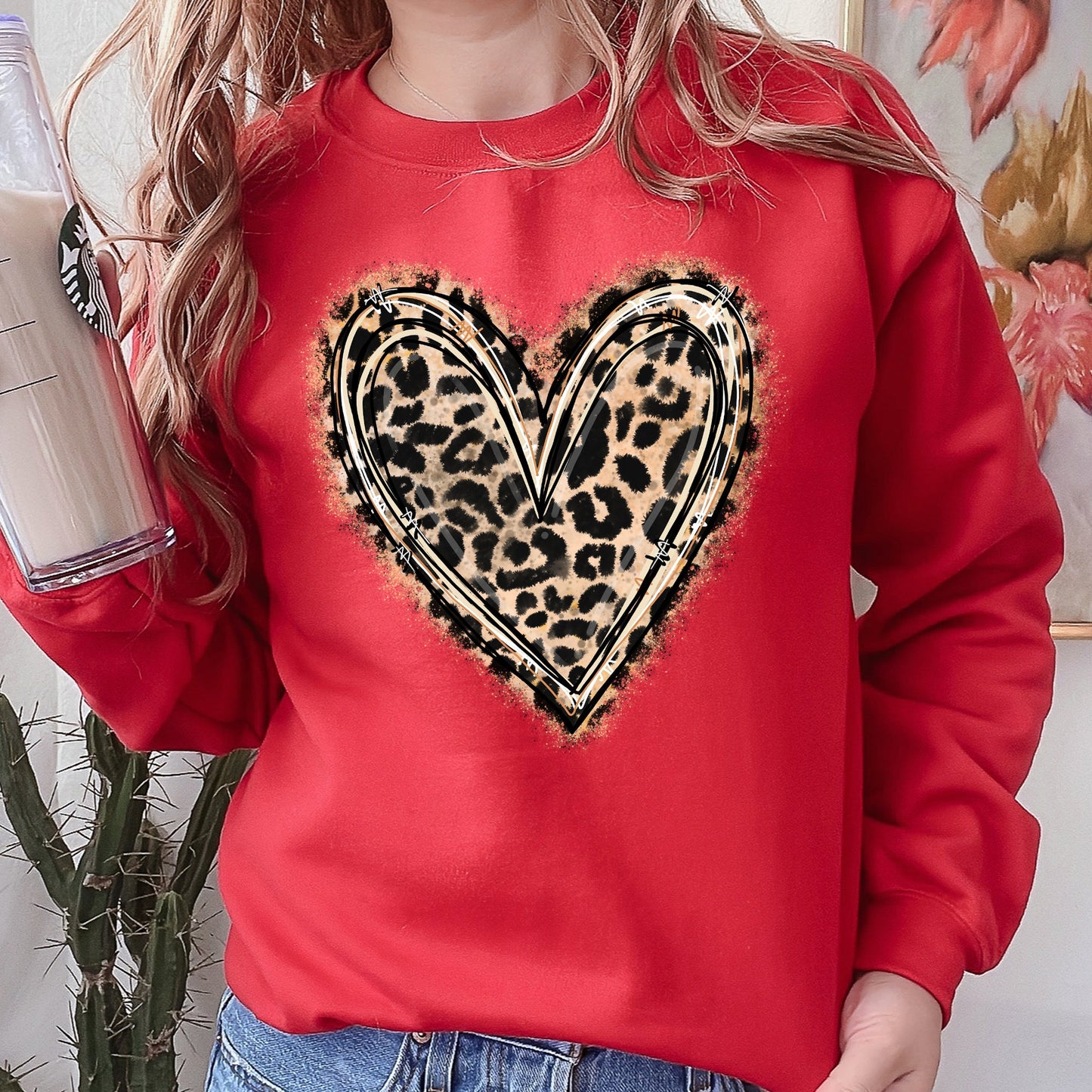 Leopard Print Heart, Sweatshirt, Valentine's Day