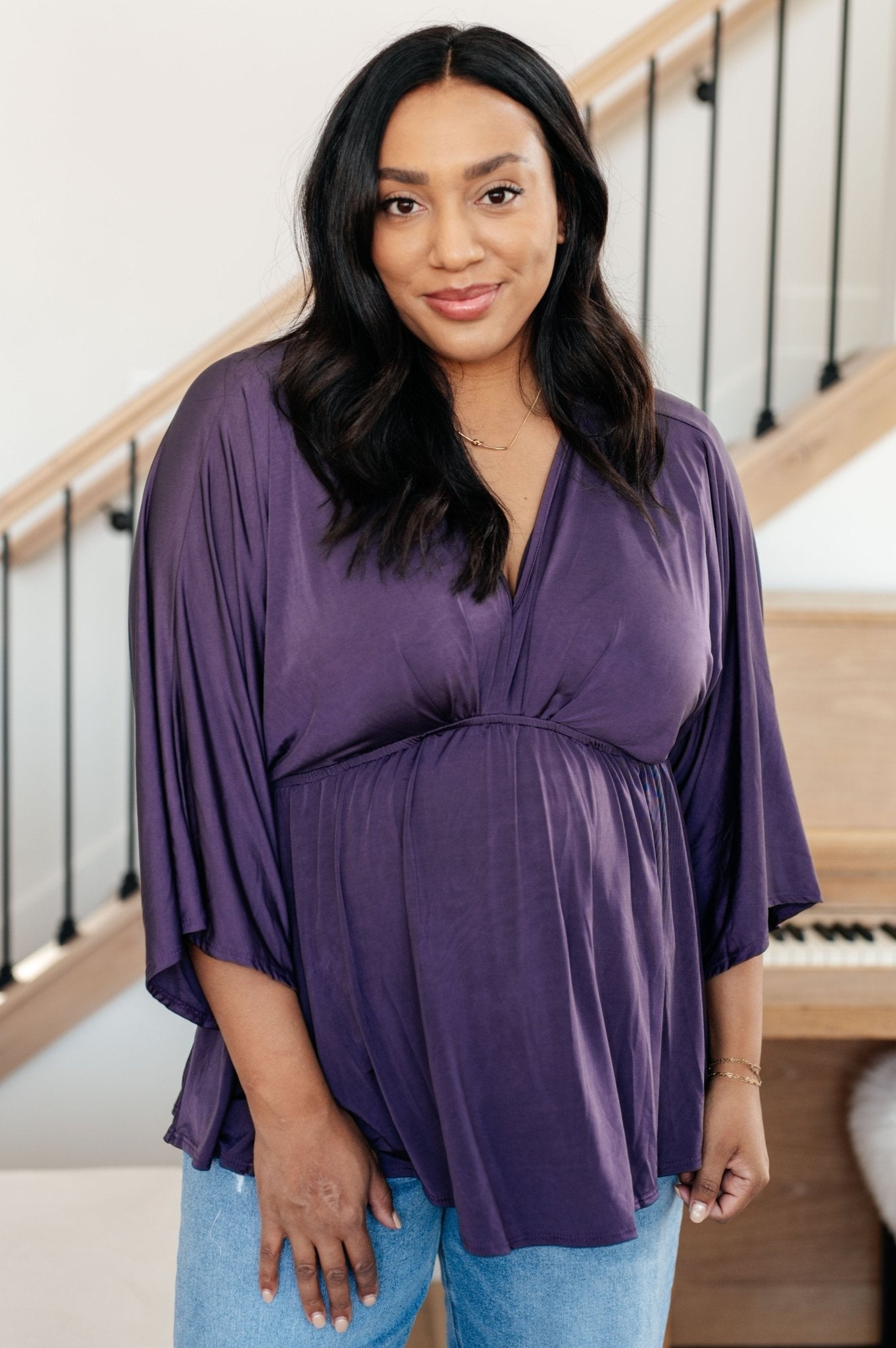 Love On The Line V-Neck Peplum Blouse (Online Exclusive)