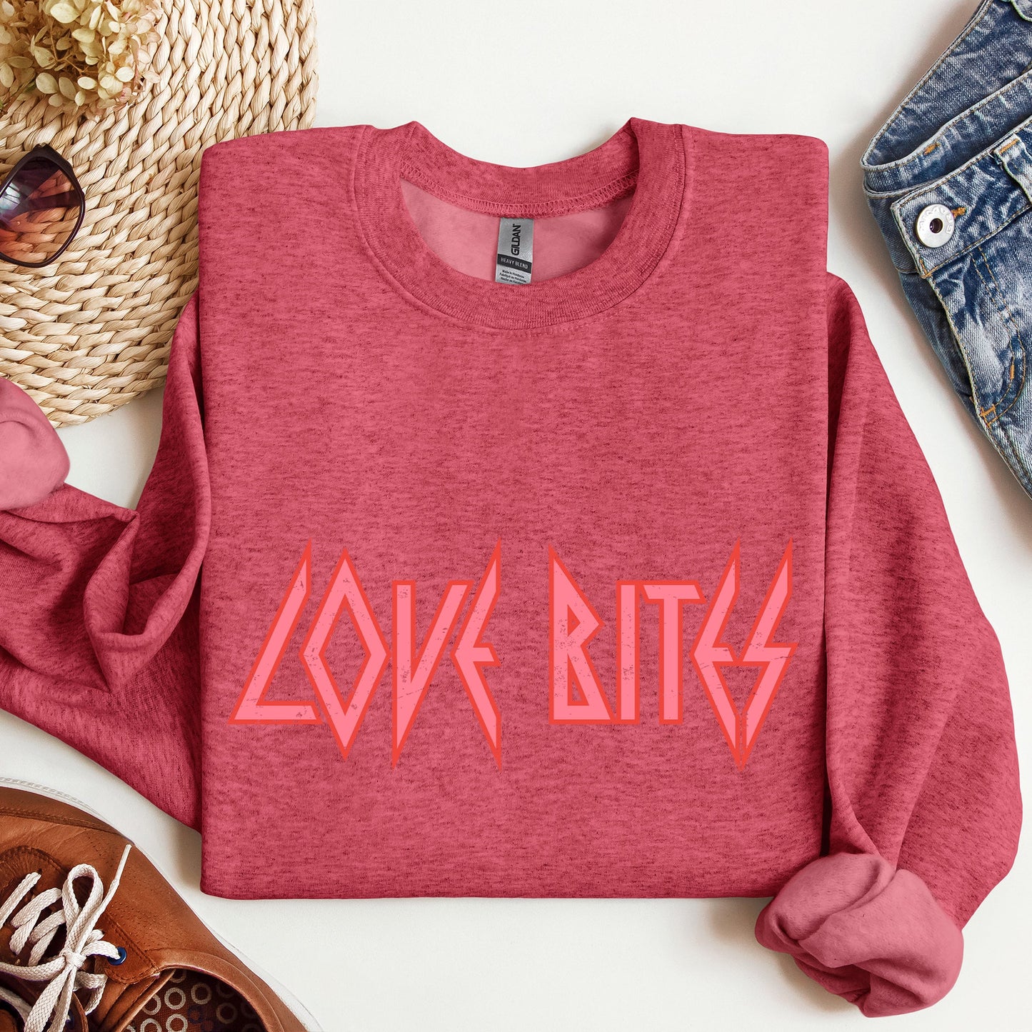 Love Bites, Def, Retro, 80s, Rock Music, Sweatshirt, Valentine's Day