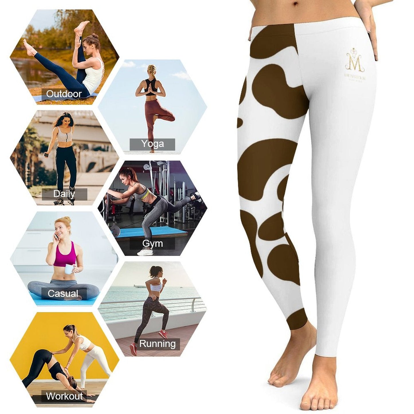 Munsieur Luxury Streetwear Leggings Cow Print