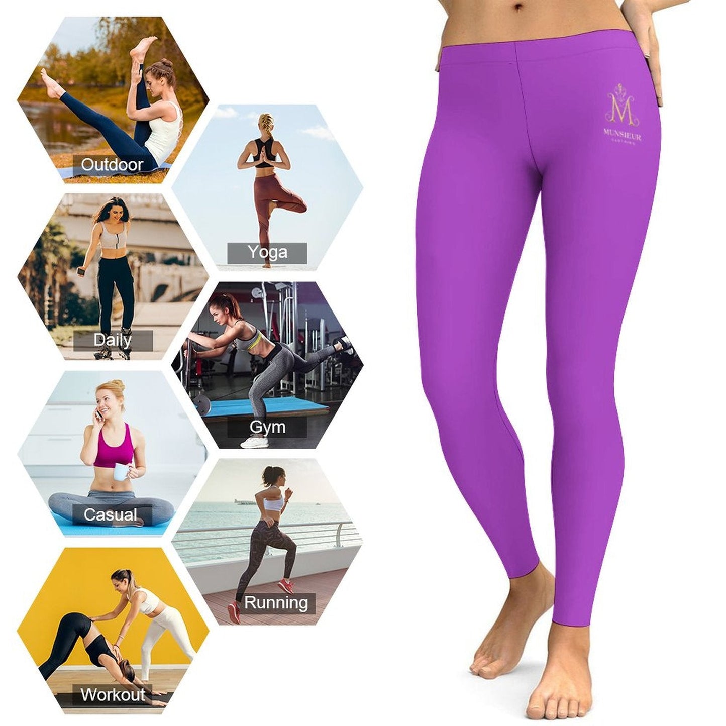 Munsieur Fashion Leggings in Vibrant Purple