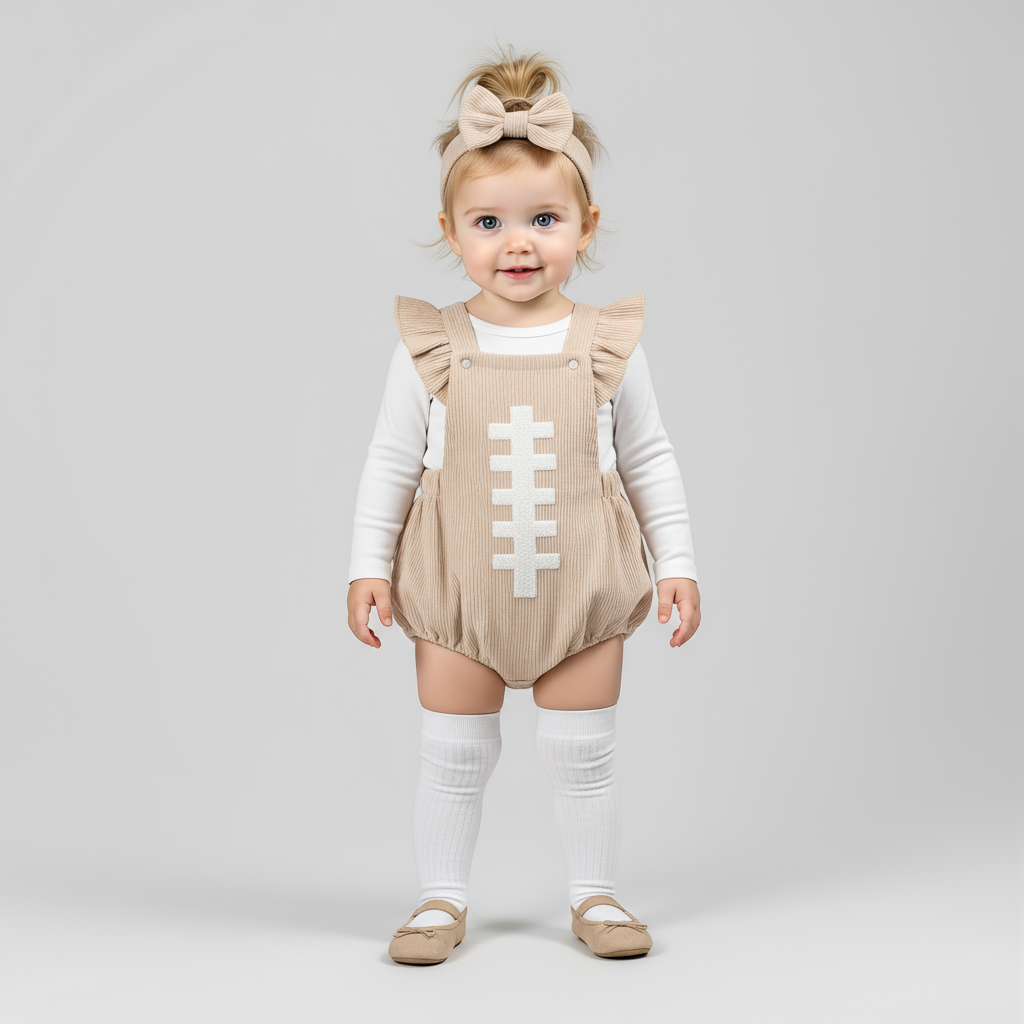 Football Embroidery Bodysuit Set