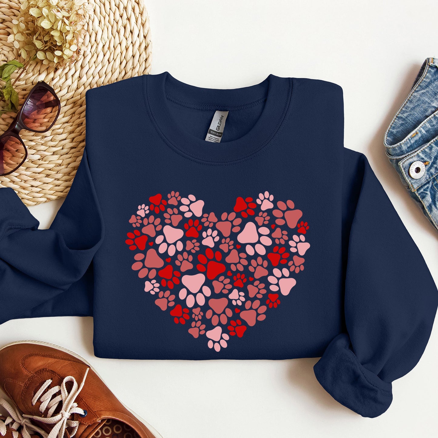 Paw Print Heart, Pets, Dogs, Cats, Sweatshirt, Valentine's Day