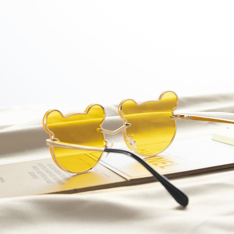 Girls Colorful Lenses Cartoon Frame Shape Fashion Sunglasses