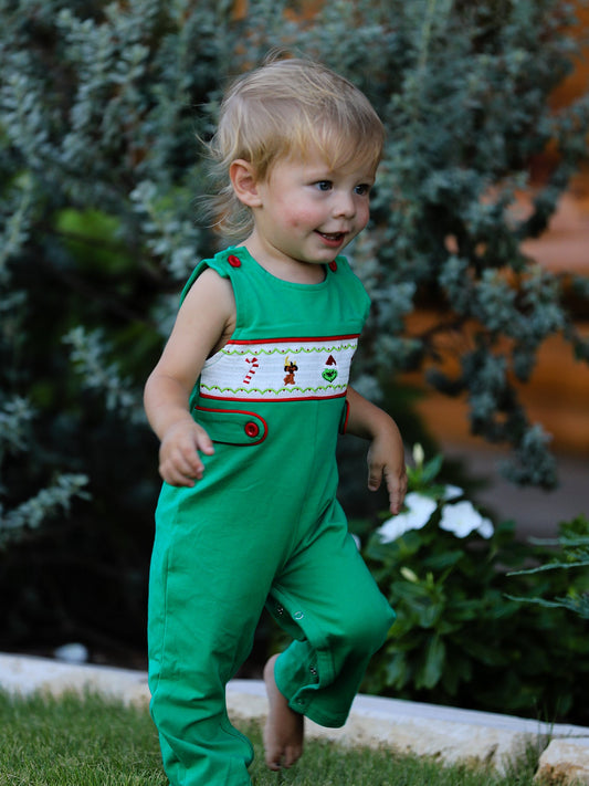 Christmas Character Candy Embroidery Baby Boy Romper