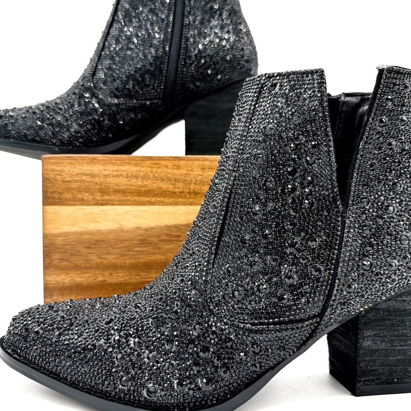 Shine Star Rhinestone Bootie in Black (Online Exclusive)