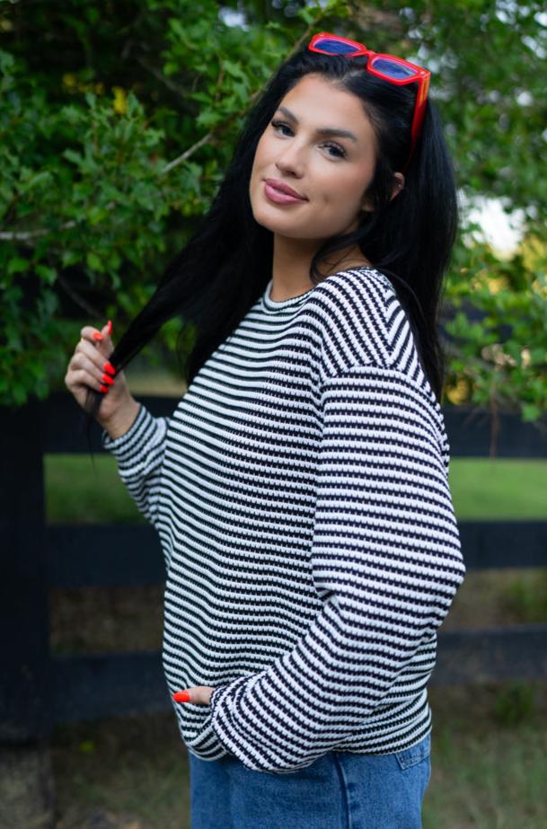 Elouise Stripe Long Sleeve Top - Aaria Tees