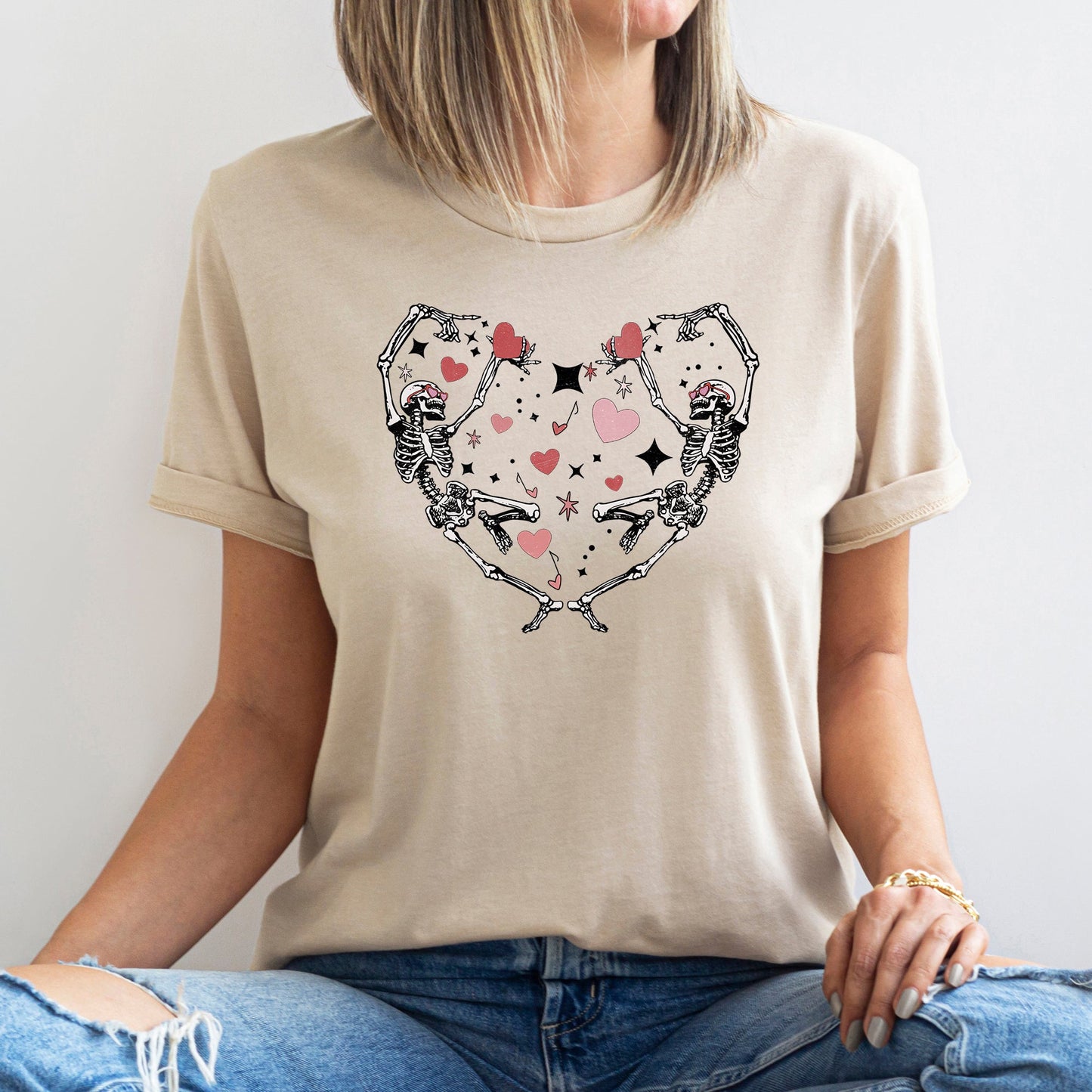 Dancing Skeletons, Heart, Super Soft Tshirt, Valentine's Day