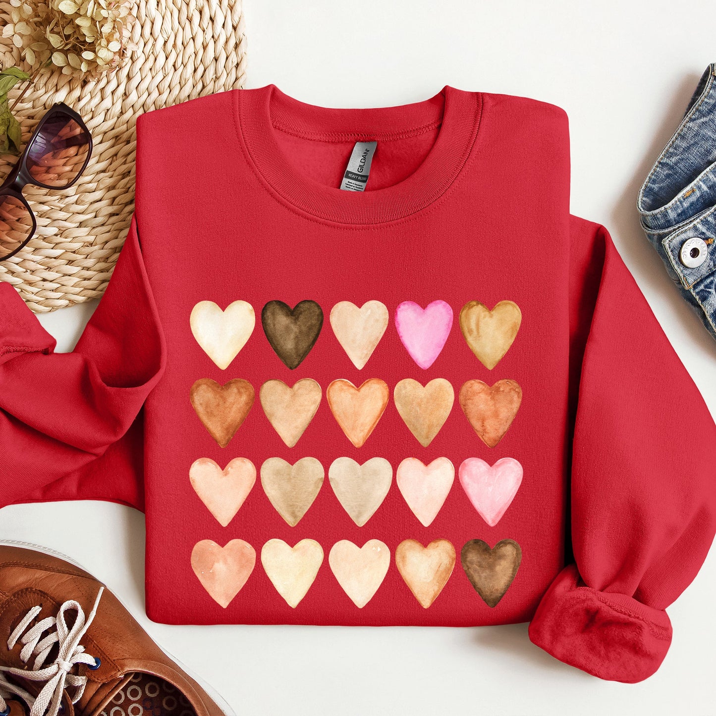 Skin Tone Hearts, Multicultural, Sweatshirt, Valentine's Day