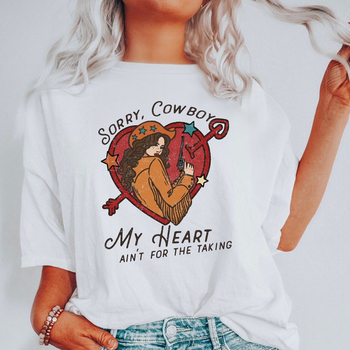 Sorry Cowboy My Heart Ain't For The Taking, Western, Country, Comfort Colors Tshirt, Valentine's Day