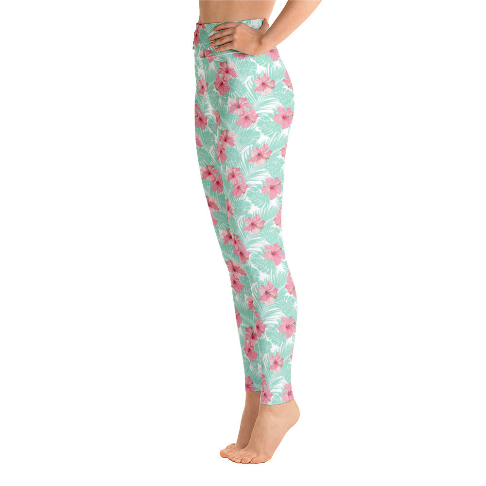 Women's Tropical Island Floral Yoga Leggings - Aaria Tees