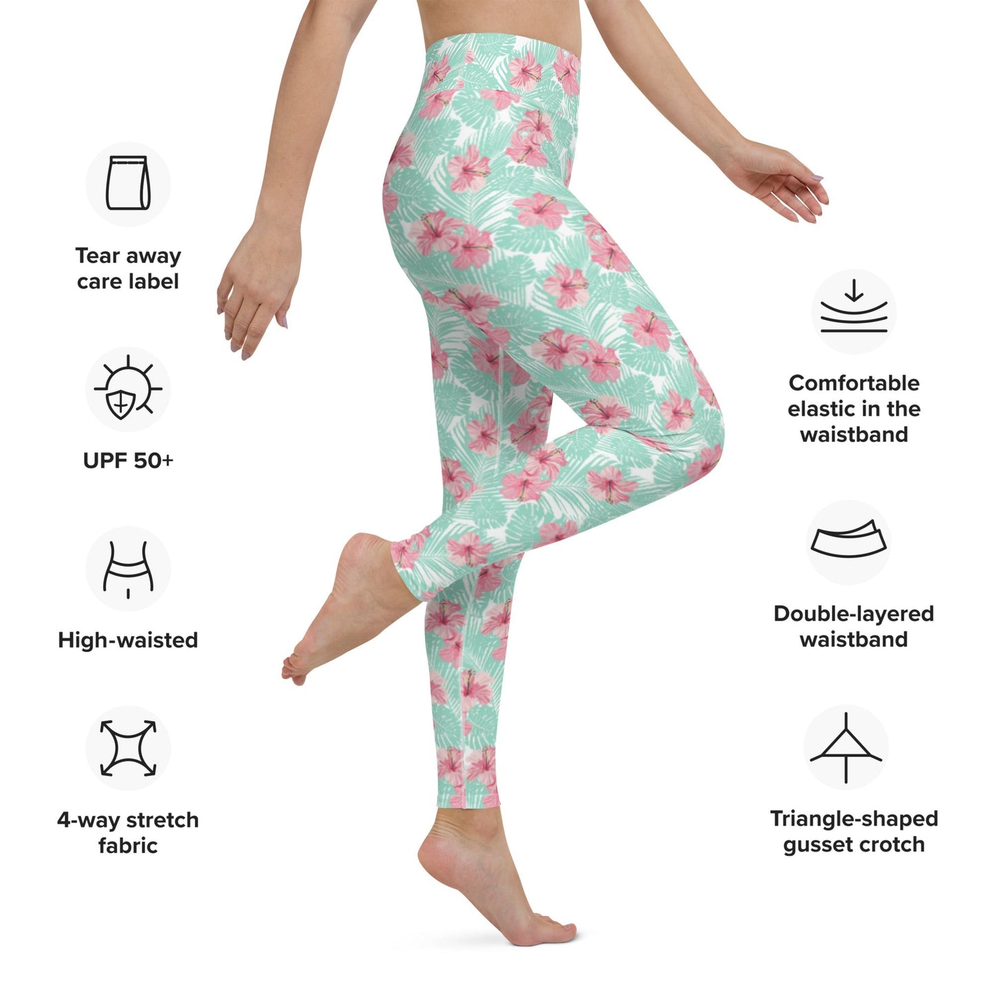 Women's Tropical Island Floral Yoga Leggings - Aaria Tees