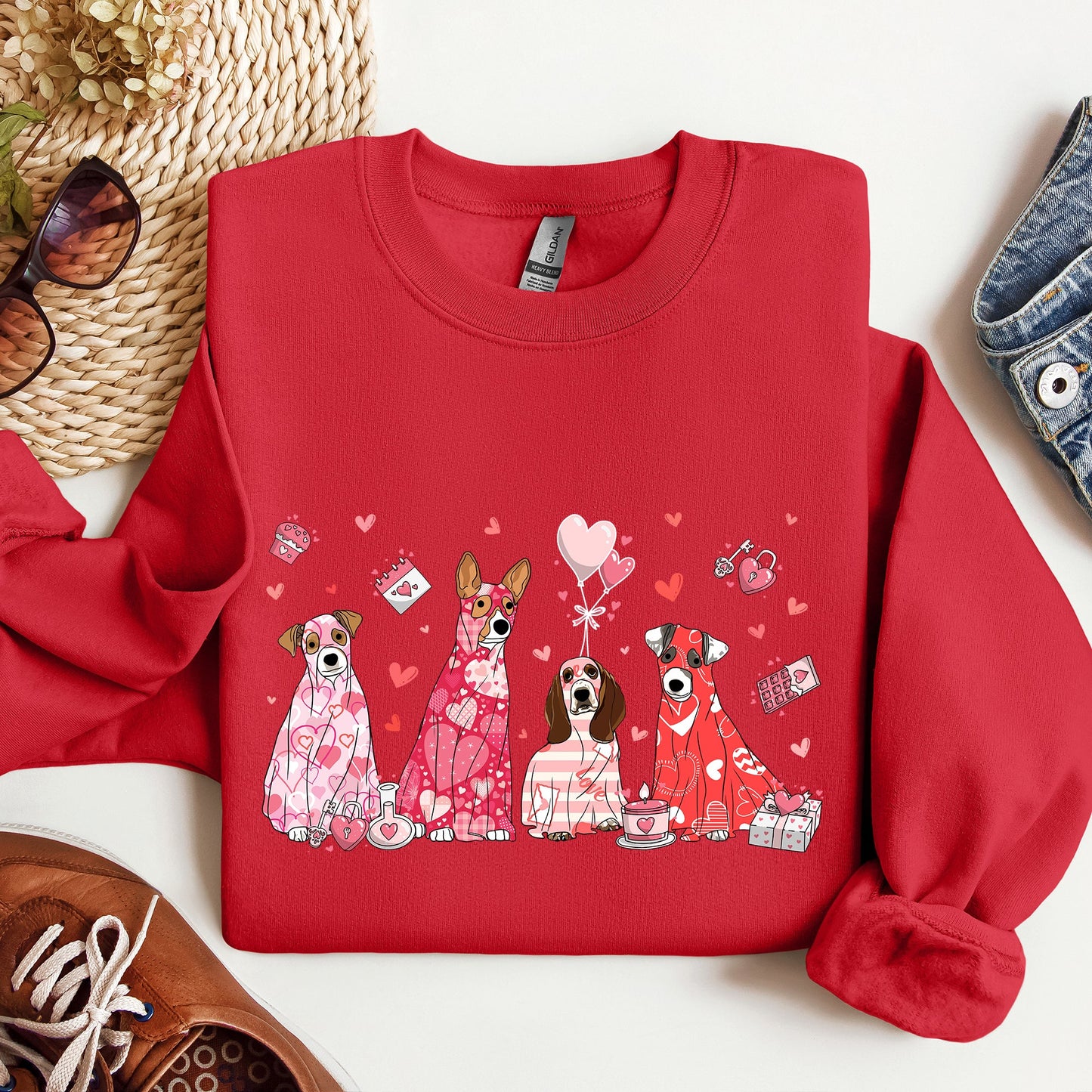Valentine Ghost Dogs, Sweatshirt, Valentine's Day
