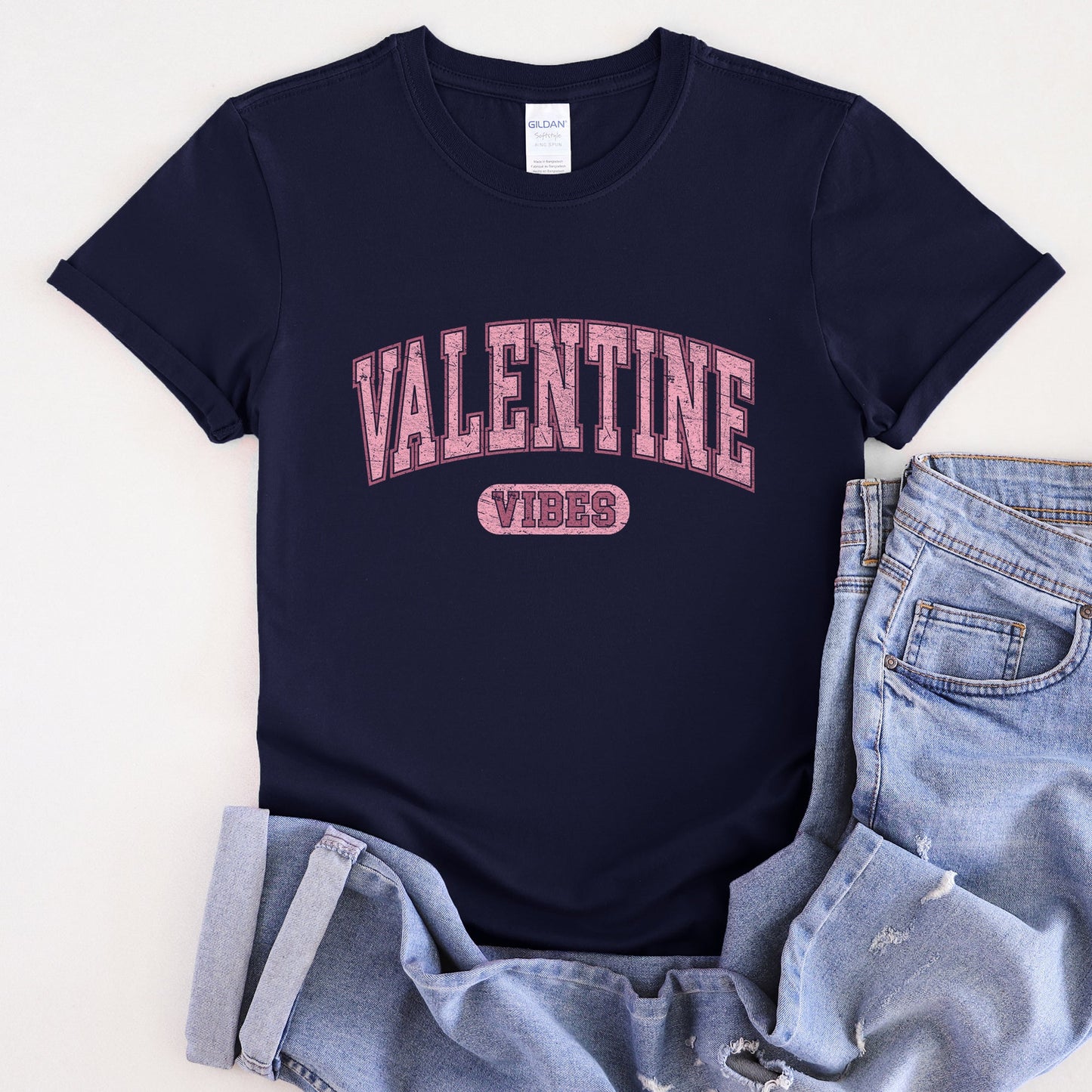 Valentine Vibes, Collegiate, College, University, Super Soft Tshirt, Valentine's Day