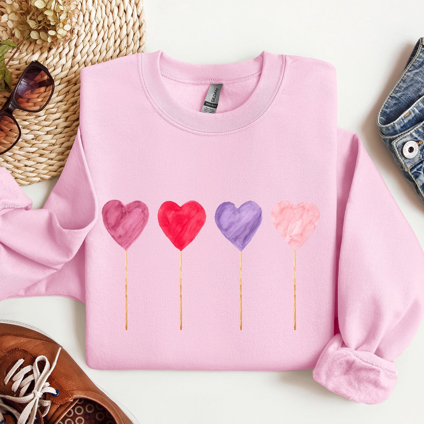 Watecolor Lollipops, Candy, Sweets, Suckers, Sweatshirt, Valentine's Day