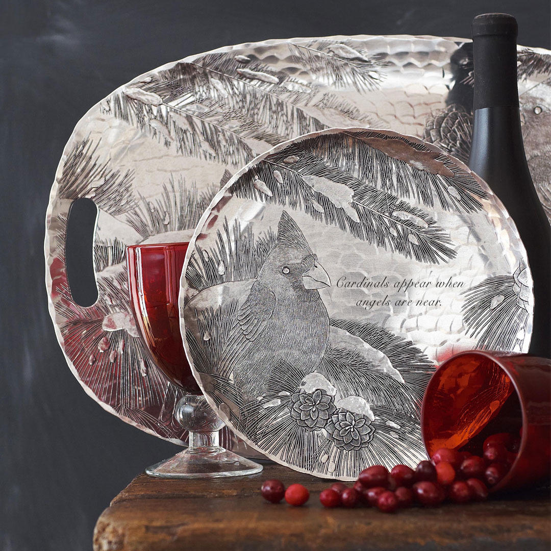 Winter Cardinal Round Plate